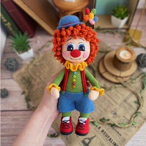 Clown de poupée au crochet. TUTORIEL poupée Clown en anglais en PDF. Clown amigurumi. image 4
