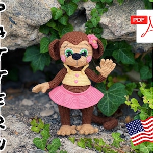 Crochet pattern Doll Monkey. Tutorial Monkey in English in PDF. Amigurumi monkey. Animal Patterns.