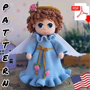 Schema uncinetto bambola angelo. TUTORIAL bambola angelo in inglese in PDF. Amigurumi angelo. Schema corpo bambola.