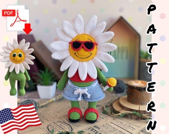 Crochet pattern Doll Daisy. TUTORIAL Doll Daisy in English in PDF. Amigurumi flower.