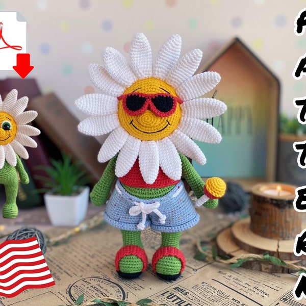 Crochet pattern Doll Daisy. TUTORIAL Doll Daisy in English in PDF. Amigurumi flower.