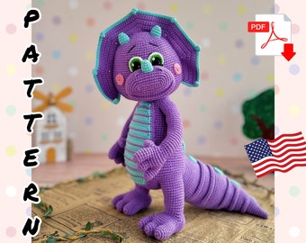 Crochet Pattern Doll Cute Dinosaur. TUTORIAL Dinosaur in English in PDF. Amigurumi Dinosaur. DIY Dinosaur toy.