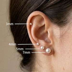 16G/18G/20G Titanium Pearl Earring Studs, Internally Threaded Flat Back Earrings, 3mm-11mm Pearl