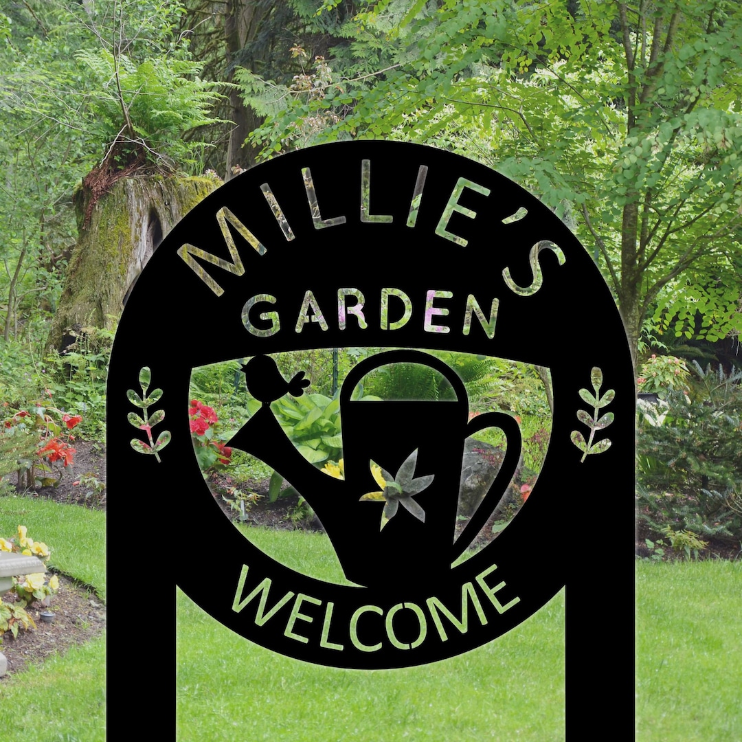 Personalized Garden Metal Sign With Stakes, Custom Metal Garden