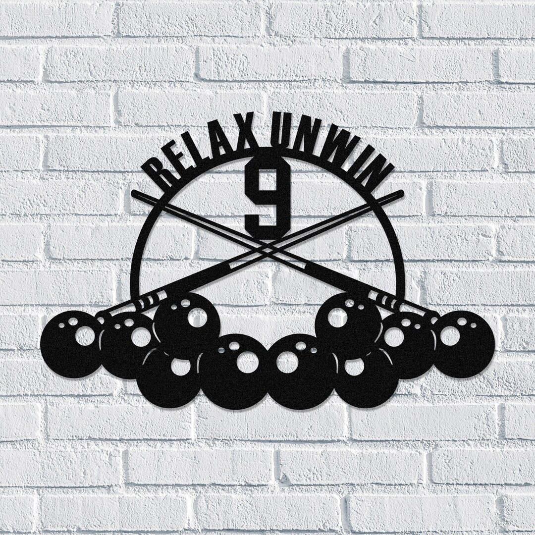 Custom Billiards Metal Wall Art, Personalized Billiards Room Name Sign