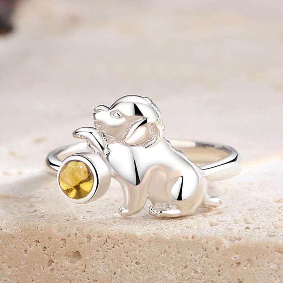 Personalized Dog Birthstone Ring
