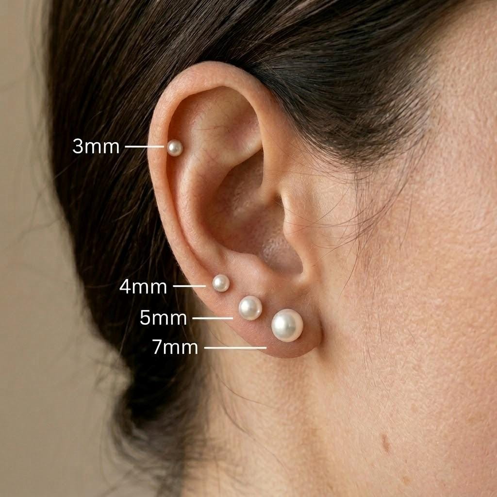16G 18G Titanium Pearl Earring Studs, Internally Threaded Flat Back…