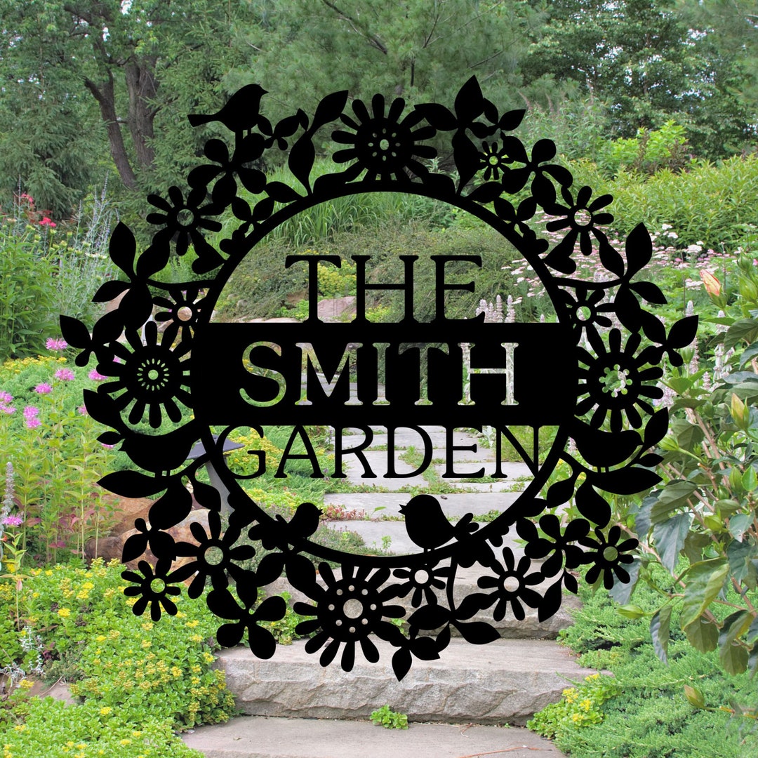 Personalized Garden Metal Sign With Stakes, Custom Metal Garden Decor ...
