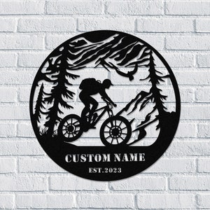 Custom Mountain Biking Moab Bike Riding Bicycle Metal Wall Art, Bicycle Lovers Gift, Personalized Metal Name Sign.