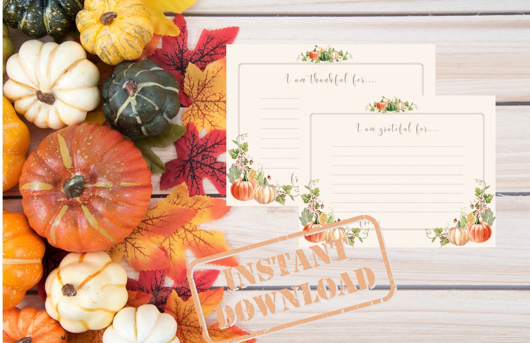 I Am Thankful Cards, Gratitude Cards, Printable, Thanksgiving ...