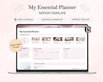 Aesthetic Notion Template, Notion Life Planner, Minimalist Template, Notion Student Planner, Productivity Notion Template, Goals Tracker