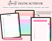 Digital Notebook for iPad & Tablets | 20 Tab Hyperlinked Notebook | GoodNotes Digital Notebook + Bonus Stickers