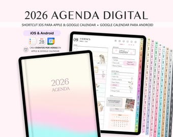 Agenda digital española 2026 para iPad y Android / Enlaces a Apple Calendar y Google Calendar / Agenda GoodNotes