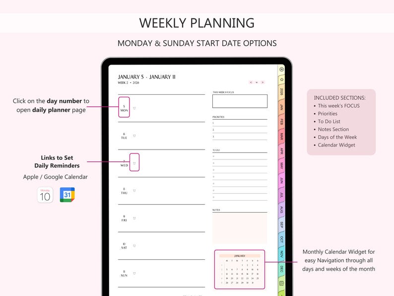 2026 Digital Planner for iPad & Android | Goodnotes Planner With Apple ...