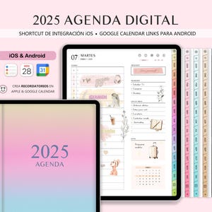 Planificador digital 2025 para iPad y tableta, calendario de Apple y Google para crear recordatorios, planificador diario, planificador GoodNotes, agenda 2025