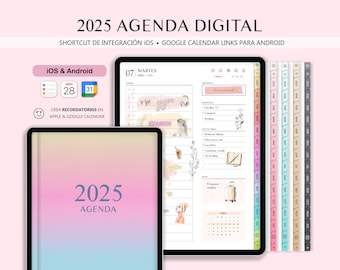 Spanish 2025 Digital Planner for iPad & Tablet, Apple and Google Calendar to Set Reminders, Daily Planner, GoodNotes Planner, Agenda 2025