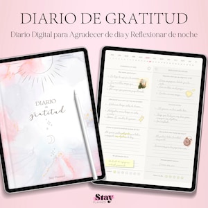 Diario de gratitud digital, diario de gratitud diario, diario digital, GoodNotes, Notability, diario de 5 minutos