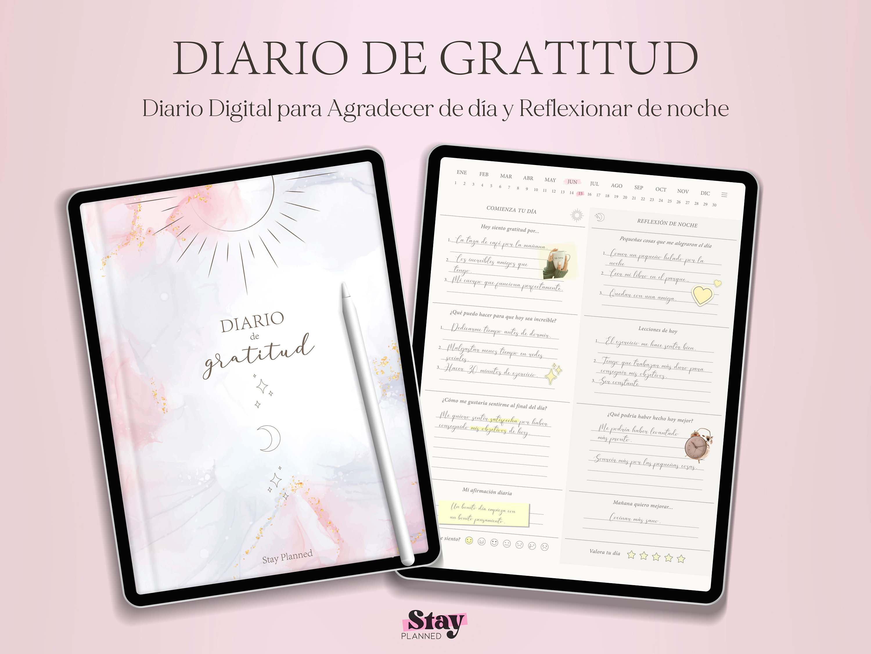 Spanish Digital Gratitude Journal, Daily Gratitude Journal, Digital Journal, GoodNotes, Notability, 5 minute journal