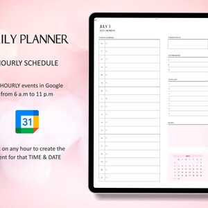 Digital Planner linked to Google Calendar, Set Reminders 2023 2024 Mid Year Planner, Goodnotes Portrait Planner, Google Calendar Links image 6