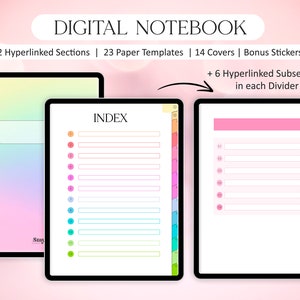 Digital Notebook, Digital Journal, Hyperlinked Sections and Subsections, Student and College Notebook | For iPad, Tablet