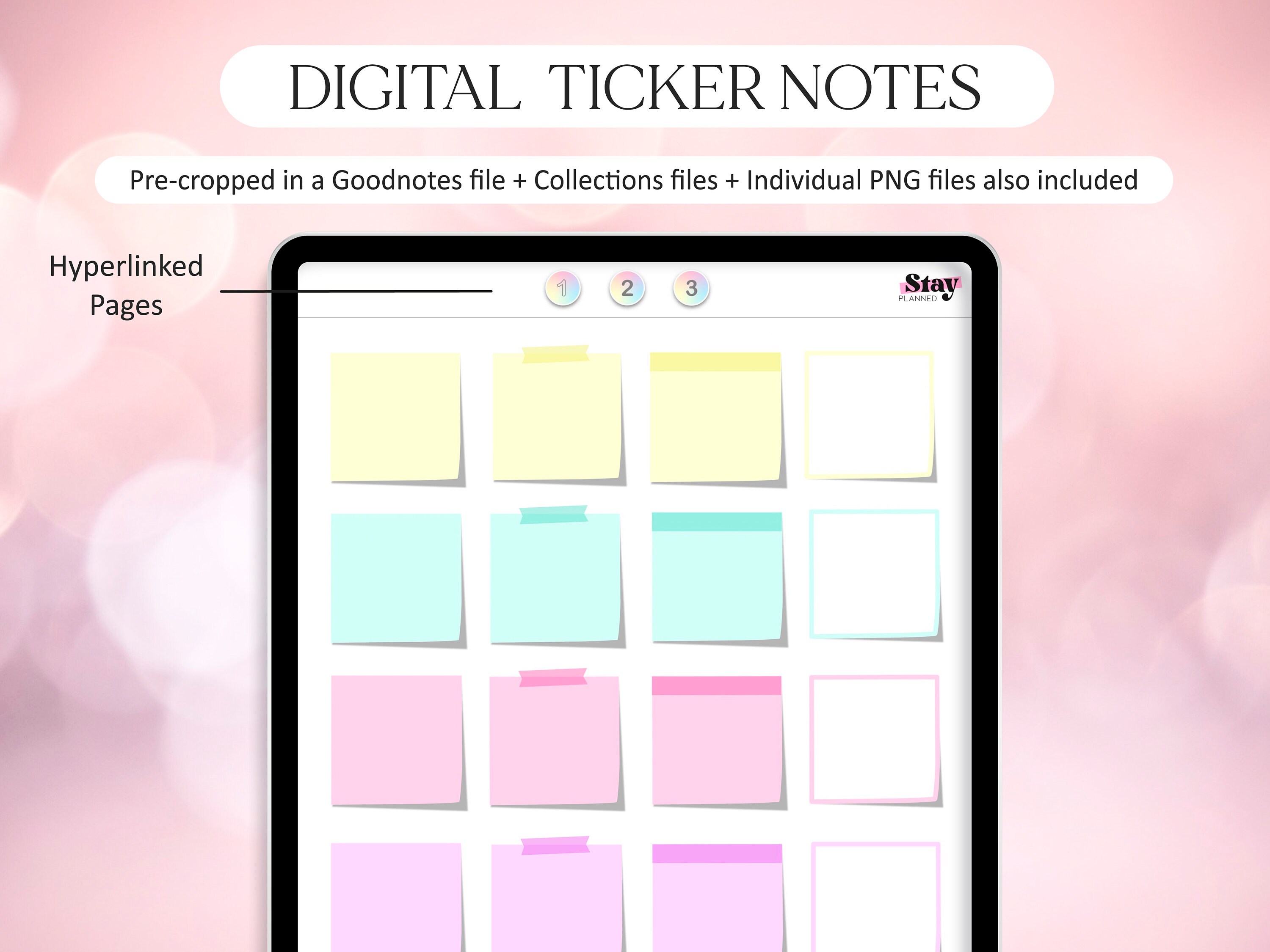 Pastel Digital Sticker Notes: Rainbow Planner Stickers (digital ...