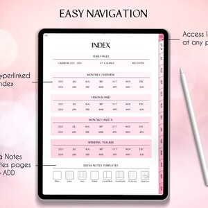 Digital Planner linked to Google Calendar, Set Reminders 2023 2024 Mid Year Planner, Goodnotes Portrait Planner, Google Calendar Links image 7