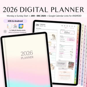 2026 Digital Planner for iPad & Android | GoodNotes Planner with Apple and Google Calendar Links
