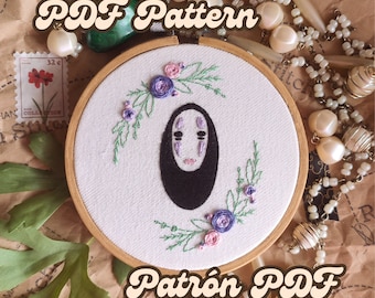 PDF Pattern | Digital Embroidery Pattern | Floral No Face | Hand embroidery | Embroidery design | Embroidery for beginners | Studio Ghibli |