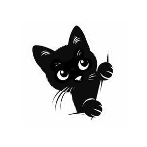 Adorable Black Cat Kiss-Cut Stickers, Cute Cat Stickers for Laptop, Cat Lover Gifts, Fun Pet Decor, Whimsical Cat Art