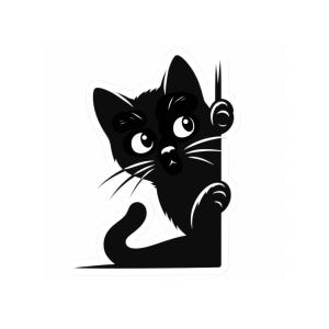 Whimsical Cat Kiss-Cut Stickers | Fun Cat Lover Decor, Laptop Accessories, Unique Gift for Cat Owners, Pet-Themed Stickers, Cute Cat Art