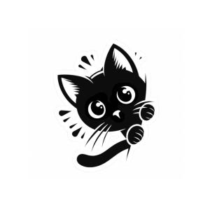 Cute Cat Kiss-Cut Stickers, Black Cat Decals, Laptop Stickers, Cat Lover Gifts, Pet Themed Decor, Fun Stationery Accents