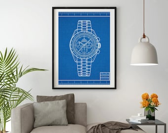 Omega Speedmaster Blueprint Watch Print/Artwork/Poster [Physical Print]