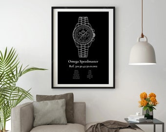 Omega Speedmaster Watch Print/Artwork/Poster [Digital Print, Black]