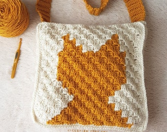 Crochet Pattern Cat Tote Bag Pattern, Crochet Market Bag, Cat lover tote gift