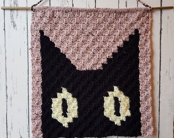 Crochet Cat Eyes Wall Hanging Pattern: C2C Technique (PDF Pattern)