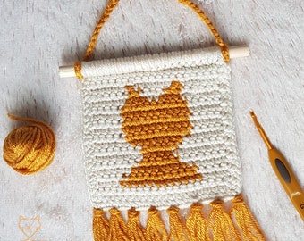 Crochet Cat Wall Hanging Pattern with Video Tutorial (PDF Pattern)