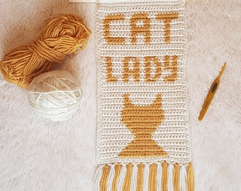 Crochet Cat Lady Wall Hanging Pattern: Animal Lover Gift (PDF Pattern)