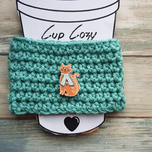 Crochet Cat Cup Cozy, Tea winter cosy, Coffee mug cozy for cat lady, takeaway coffee sleeve, unique holiday gift