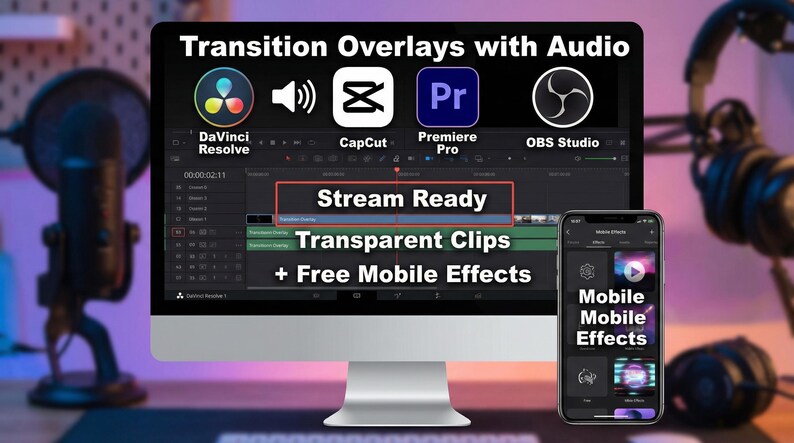 Transition Overlays With Audio | Stream & Editor Assets - Etsy