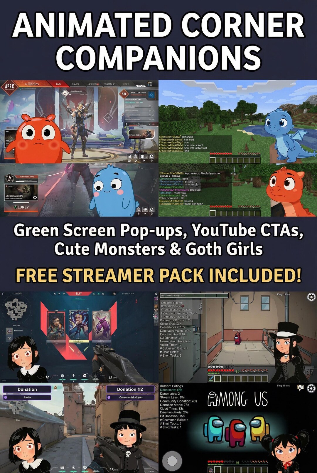 Animated Corner Companions | Green Screen Pop-ups With Audio | Youtube ...