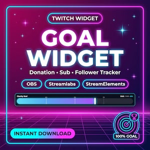Twitch Goal Widget | Donation Sub & Follower Tracker | OBS StreamElements