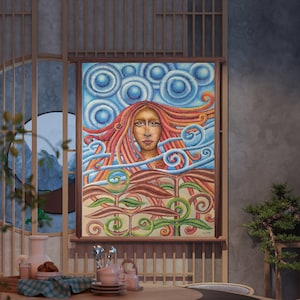 Goddess Print Art, Spiritual Printable Wall Art, Witchy Decor, 4 Elements, Air Water Fire Earth, Divine Feminine, Mythology Mother Nature