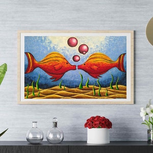 Goldfish Abstract Painting: Colorful Fish Printable Wall Art (Digital Download)