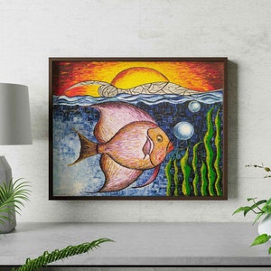 Colorful Fish Painting: Printable Wall Art, Nursery Decor (Digital Download)