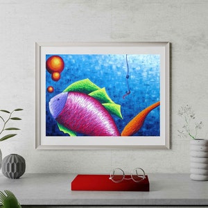 Abstract Fish Painting: Colorful Wall Art Decor (Digital Download)