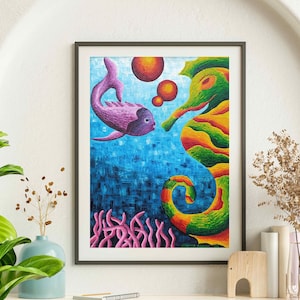 Seahorse Printable Wall Art, Sea Horse Downloadable Prints, Print Gallery Wall Art, Fish Art Original Painting,Exhibition Poster,Wall Decor,