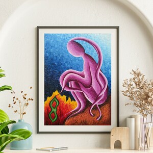 Spiritual Sad Woman Abstract Painting, Goddess Printable Wall Art, Colorful Downloadable Prints, Divine Feminine, Original Artwork,
