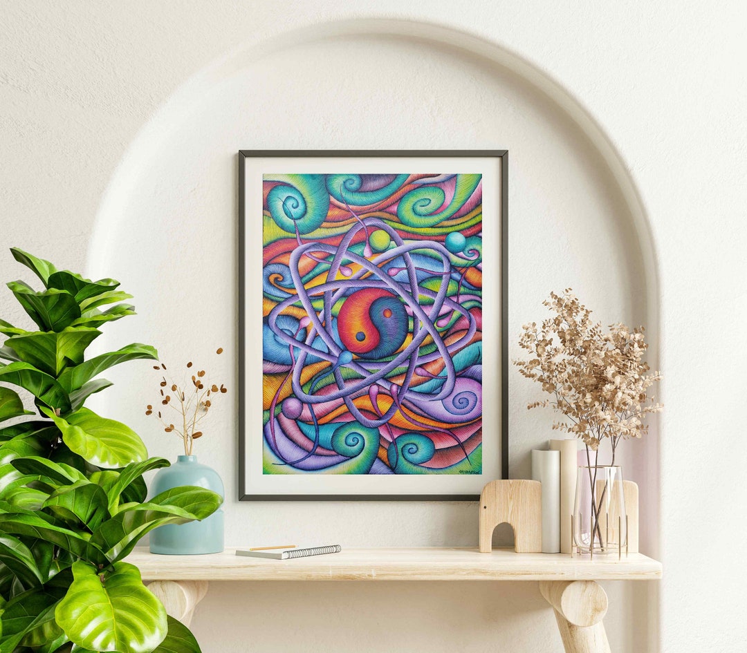 Ying Yang, Atom, Colorful Spiritual Printable Wall Art, Boho Chic