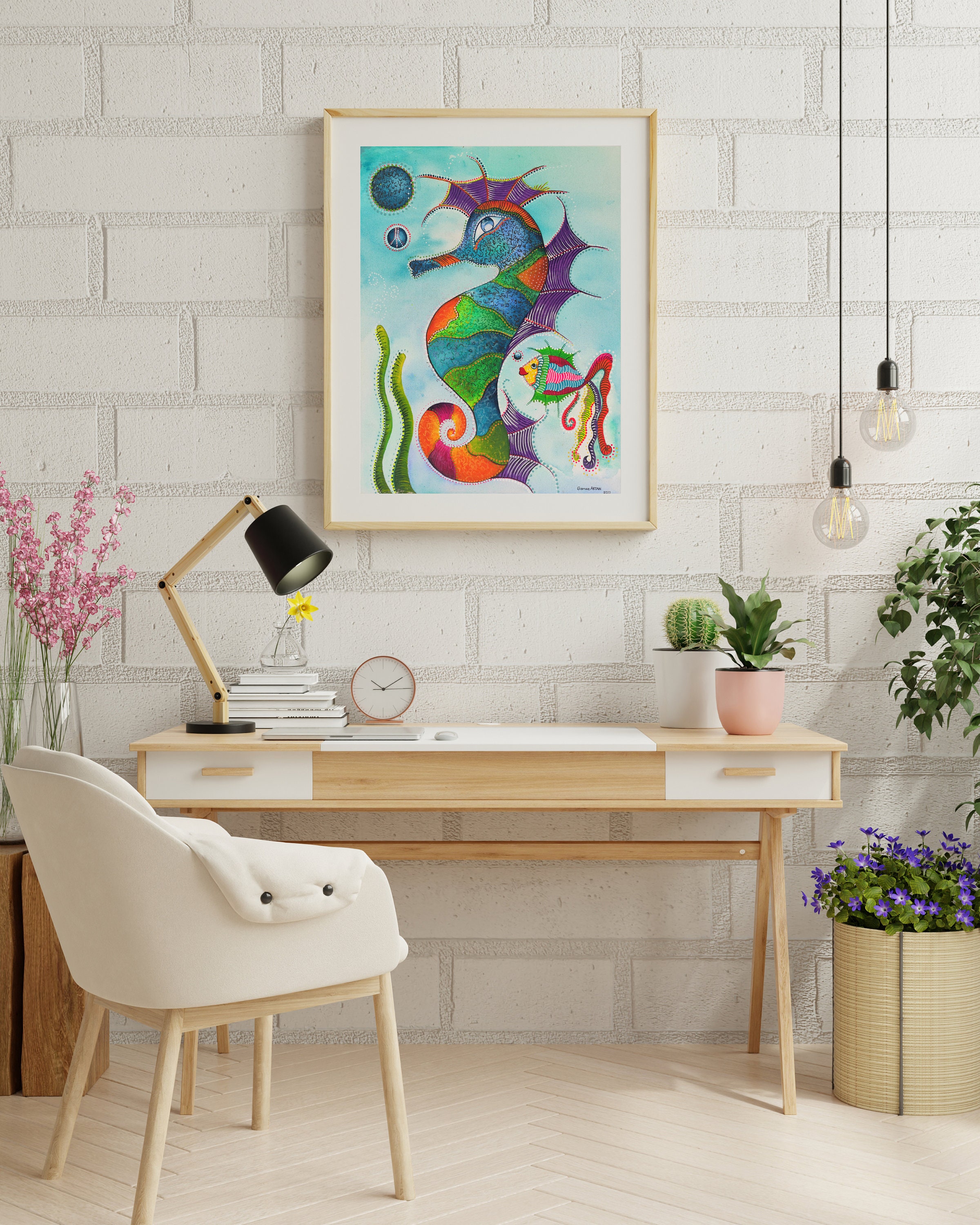 Seahorse Original Painting Printable Wall Art Sea Horse - Etsy