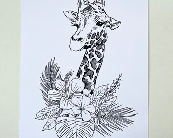 Estampa animal girafa, decoração de parede, estampa safari, quarto de berçário ou sala de jantar